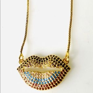 COPY - Lips 👄 zircon Gold plated necklace